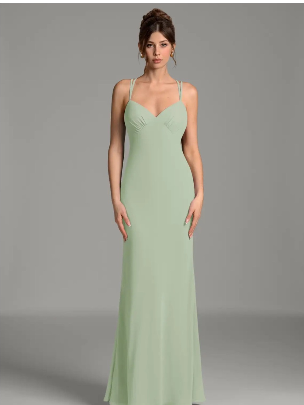 Azazie Sage Green Strappy Wedding Dress